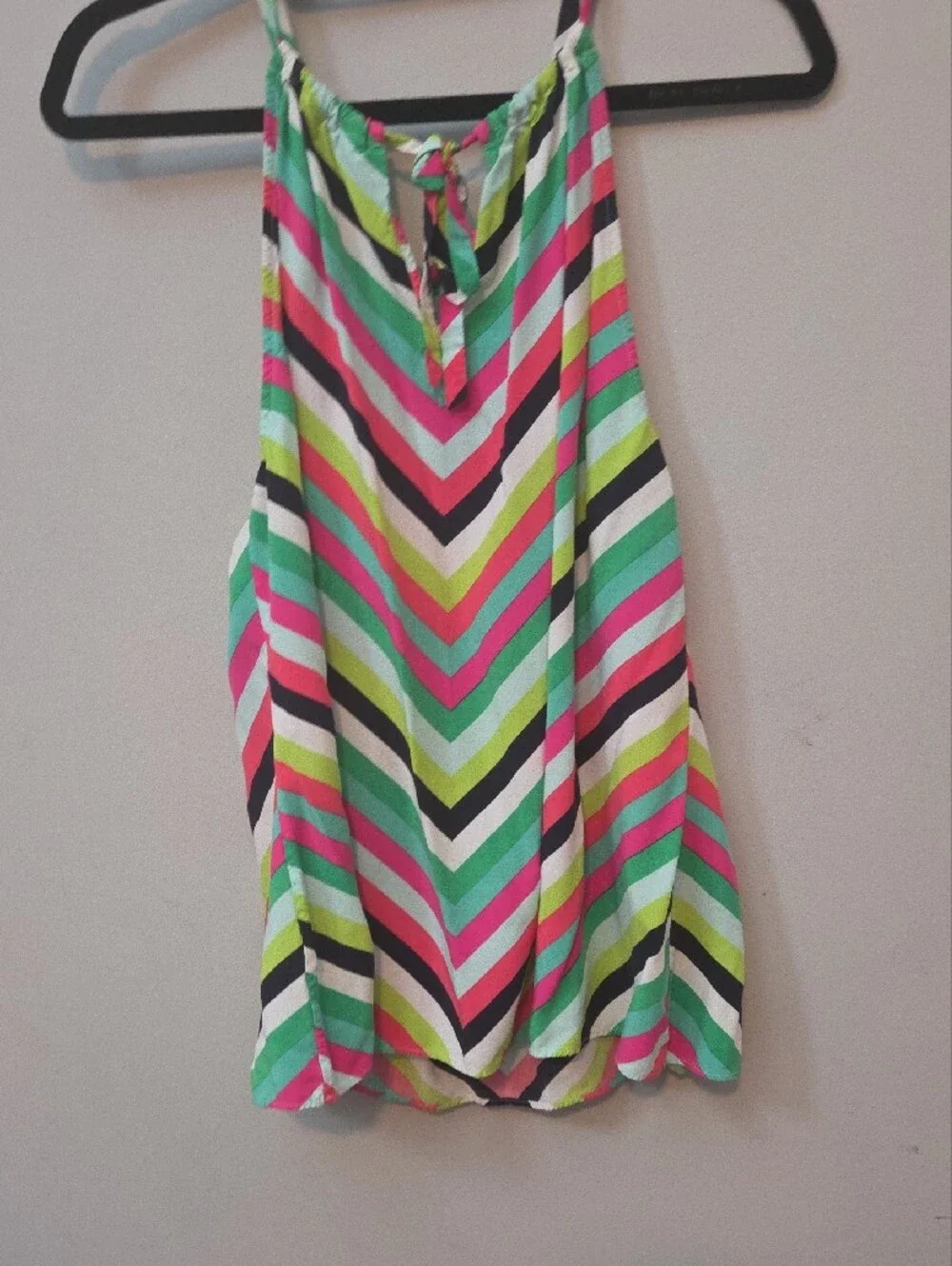 crown & ivy Neon Chevron Halter Camisole in Pink, Green, Black, White
